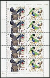 Australia 1675-1678a sheets, MNH. WWF 1998. Endangered Birds.Honey eater,Parrot,