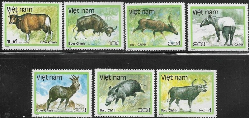 North Vietnam  1988 Wild Animals  SC# 1885-1891 MNH