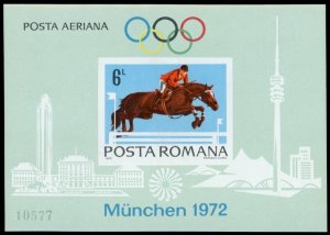 Romania 1972 MNH Stamps Souvenir Sheet Sport Olympic Games Horses