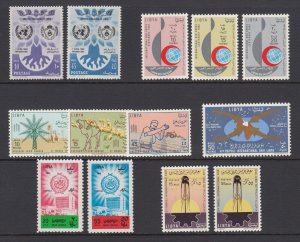 Libya Sc 187/315 MNH. 1960-67 issues, 6 complete sets, fresh, bright, VF.