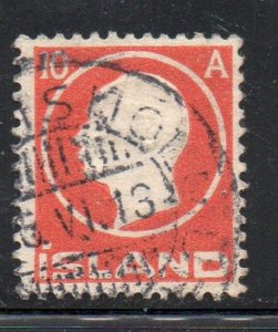 Iceland Sc 93 1912 10 aur red Frederik  VIII stamp used