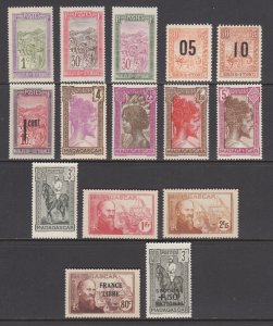 Malagasy Madagascar Sc 79/B12 VLH, MNH, 1908-42 issues, 15 diff, fresh, bright