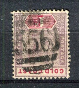 GOLD COAST; 1890s early classic QV issue fine used 1d. value POSTMARK 556