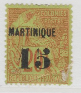 French Colony Martinique 1888-91 15 on 20c MNG Stamp A21P44F6704-