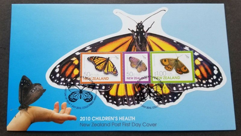 *FREE SHIP New Zealand Health Butterfly Moth 2010 Insect (FDC) *odd *unusual