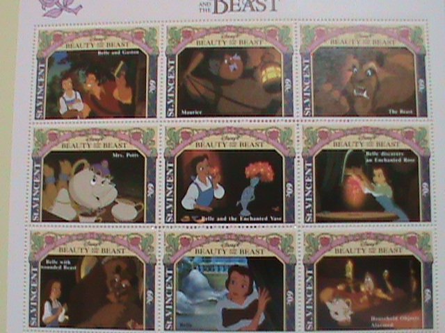 ST.VINCENT  STAMP -DISNEY CARTOON-BEAUTY AND THE BEAST MNH SHEET #2 VERY RARE