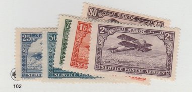 French Morocco Scott #C2-C3,C5-C6-C7,C10 Stamp - Mint Set - XYZ