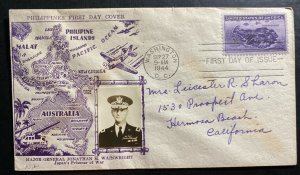 1944 Washington DC USA First day Cover FDC General Wainwright Japan’s Prisoner