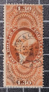 Scott R77c $1.30 Foreign Exchange Revenue Used Nice Stamp SCV $120.00 