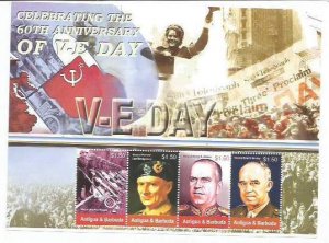 ANTIGUA - 2005 - VE Day - Perf 4v Sheet - Mint Never Hinged