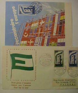 ITALY 1956 EUROPA 2 DIFF FDC