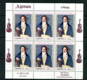 Ajman marginal block of 6st labels&description Specimen MNH Music V.Bellini 8773