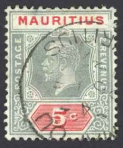 Mauritius Sc# 152 Used (a) 1912-1922 5c gray & rose King George V