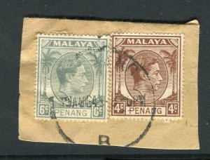 STRAITS SETTLEMENTS; 1940s early GVI issue fine used POSTMARK PIECE