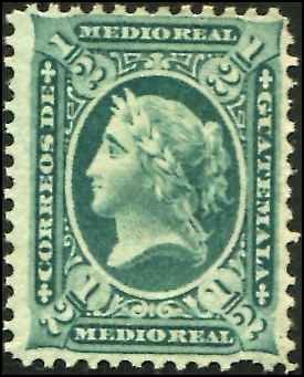 Guatemala SC# 8 Liberty 1/2r  mint no gum SCV $42.50