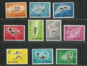 SAN MARINO 1963 Very Fine MNH Stamps Set Scott 572-581  Olympic Games 