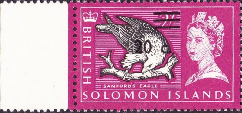 BRITISH SOLOMON IS 1966 QEII 20c on 2/- Black, Bright Purple & Lilac with Gut...