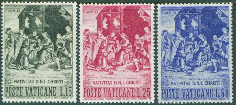 VATICAN Scott 266-8 MNH** 1959 Christmas Nativity set 