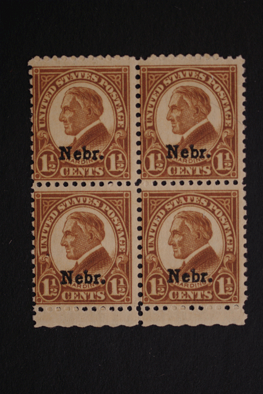 United States #670 Harding Nebr Overprint Blk Four 1929 OG