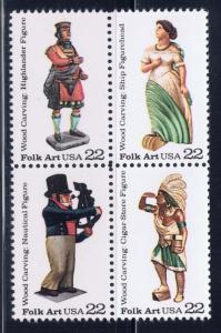 U.S. 2243a NH 1986 Folk Art Block of 4