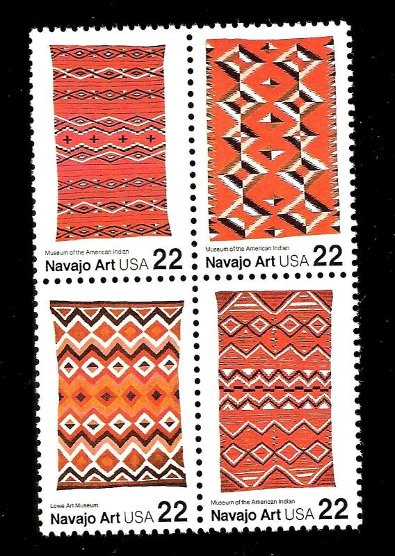 US 1986 Sc#2235-38 22 c  Navajo Blanket MINT NH Block of 4