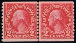 US #599 George Washington Joint Line Pair; MNH