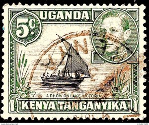KENYA UGANDA & TANGANYIKA 1938 KGVI 5c Black & Green SG132 FU