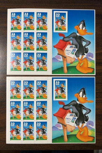 Scott 3306, 3307 33c Daffy Duck Mint Sheets NH Cat $19.75