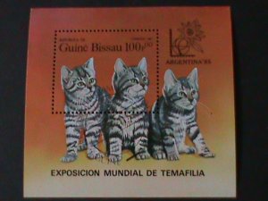 GUINEA BISSAU-1985-WORLD STAMPS SHOW-ARGENTINA'85-LOVELY CATS-MLH S/S VF