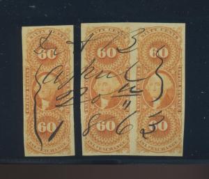 Scott #R64a Revenue Imperf Pair of 2 Stamps & Single Stamp (Stock #R64-1)