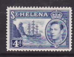 St Helena-Sc#122B- id9-unused og NH 4p Ships-KGVI-1938-40-rainbow effect around