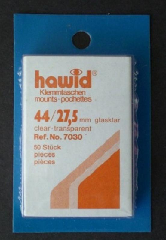 Hawid Stamp Mount 44/27.5 mm - CLEAR (Pack of 50) (44x27.5  44mm)  PRECUT  7030