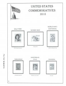 2018 US COMMEMORATIVE  ISSUES SUPPLEMENT – LAWA Album Pages