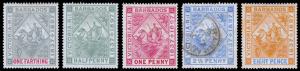 Barbados Scott 81-84, 87 (1897) Mint/Used H F-VF, CV $55.00 M