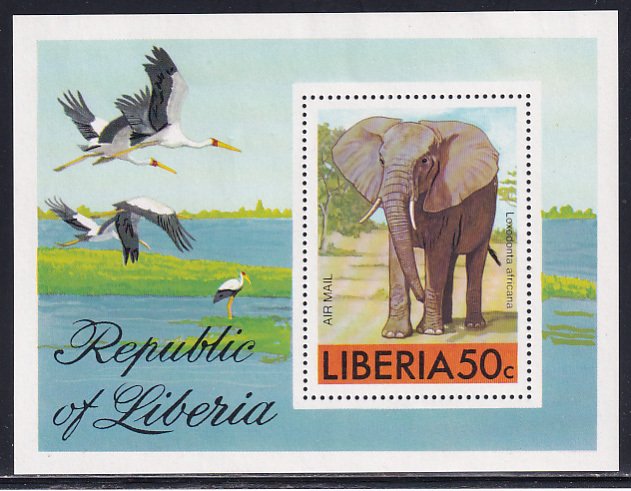 Liberia 1976 Sc C213 Endangered Species Elephant Ivory Tusks Poach Stamp SS MNH