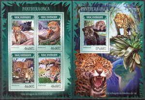 Mozambique 2014 Wild Cats Panther Sheet + S/S MNH