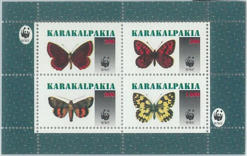 2001 - RUSSIAN STATE, SHEET: WWF, Butterflies, Insects