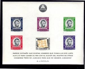 NICARAGUA #C442a  1959 ABE LINCOLN  MINT  VF NH  O.G S/S OF 6 IMP.