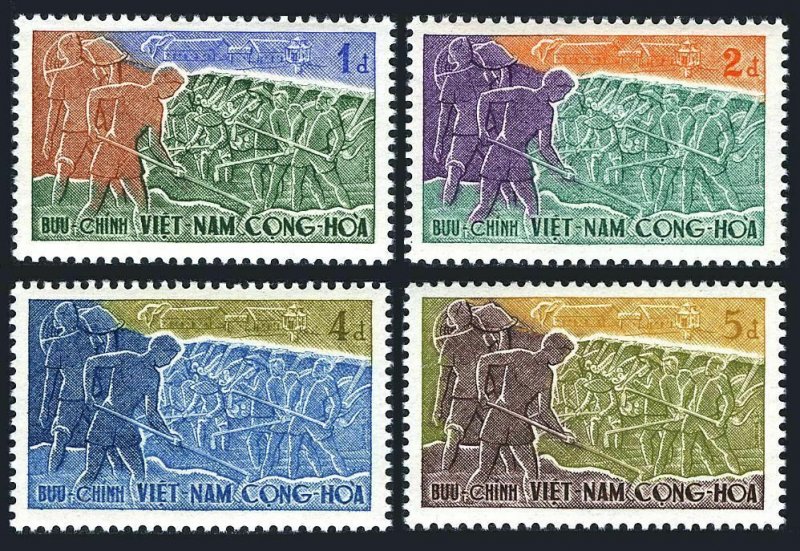 Viet Nam South 120-123,MNH. Constitution 4th Ann.1959.Volunteer Road workers.