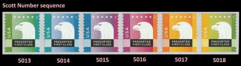 US 5018a Spectrum Eagle Presorted First-Class coil strip set (Scott #) MNH 2015