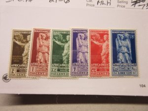 ITALIAN EAST AFRICA Scott 21-26, MINT LIGHTLY HINGED, Lot14, Cat $7.30