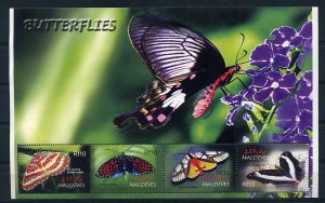 Maldives MNH S/S Butterflies 4 Stamps