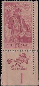 #1268 5c Dante Alighieri Zip Single 1965 Mint NH