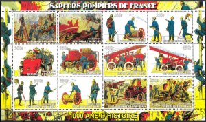 Benin 2003 Medicine Red Cross Fire Trucks Sheet of 12 MNH Private