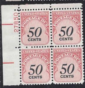 Catalog #J99 Plate Block of 4 Postage Due Black denomination 50 Cent