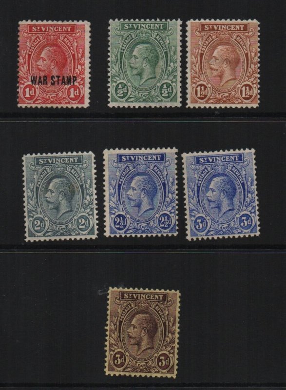 St Vincent 1916-26 selection of 7 un & mounted mint definitives