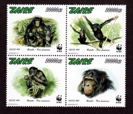 Zaire 1466 Mint NH MNH Flora Fauna Chimps WWF!