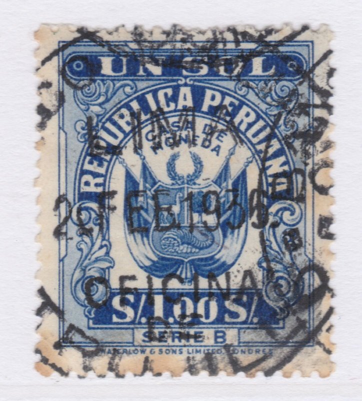 PERU Revenue Stamp Used Tax Mark Fiscal PEROU Stamp Fiscal A27P44F24964-