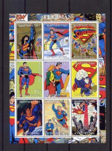 Superman-Comics  Sheetlet (9) Perforated  MNH Kyrgystan 2000