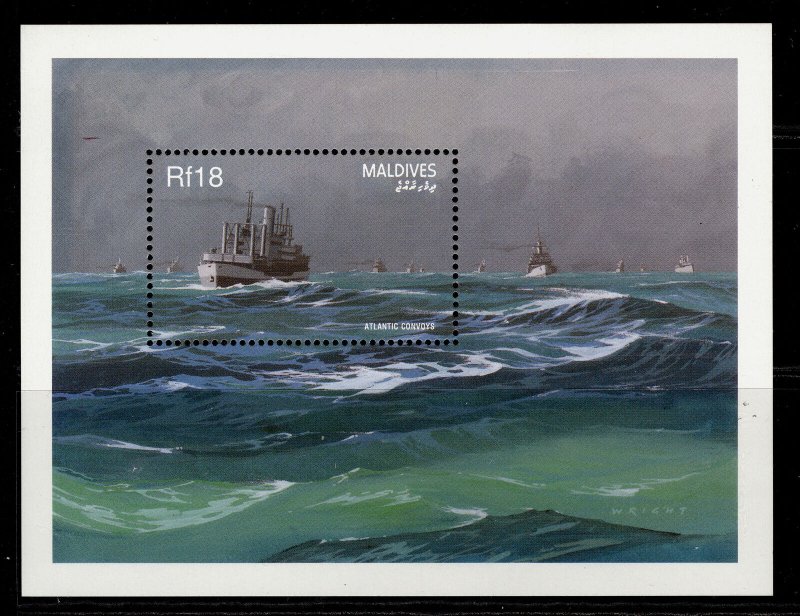 MALDIVE ISLANDS QEII SG MS1416, 1990 18r atlantic convoy mini sheet, NH MINT.